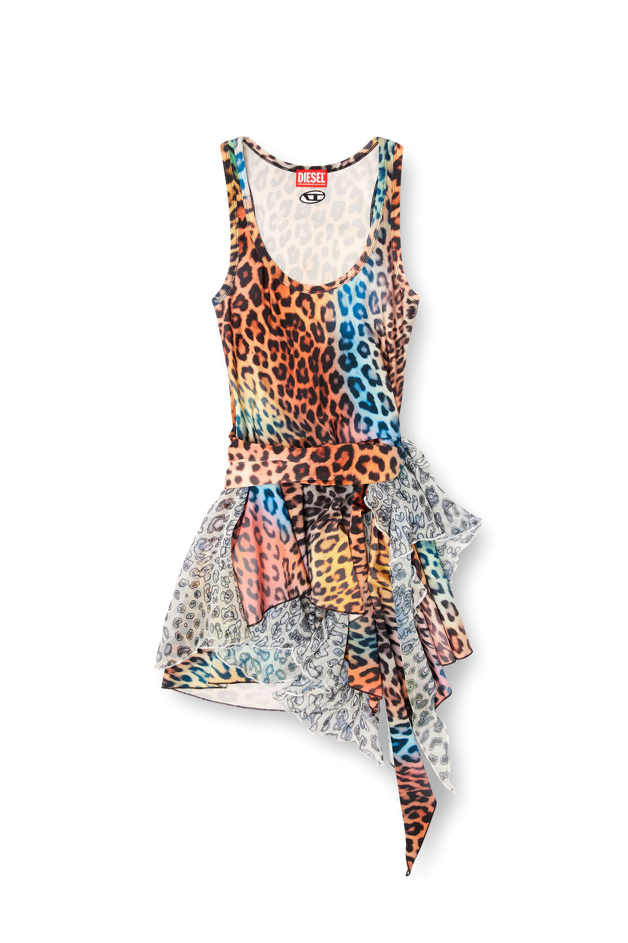 Diesel - D-OPERA-Q1, Woman's Short asymmetric dress with leopard print in Brown - 3