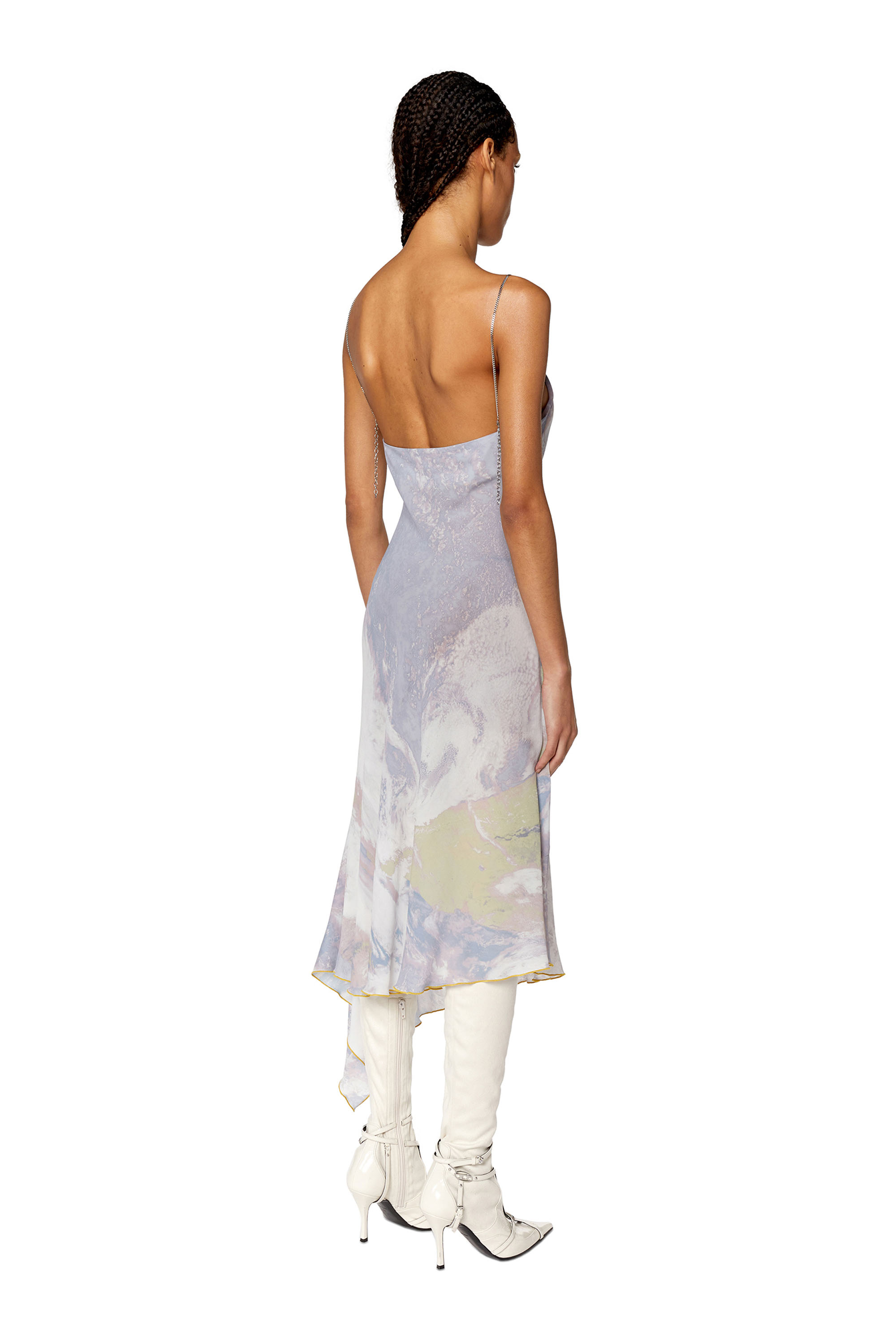 Diesel - D-MINT-CMF, Woman's Printed slip dress with chain straps in Grey - 3