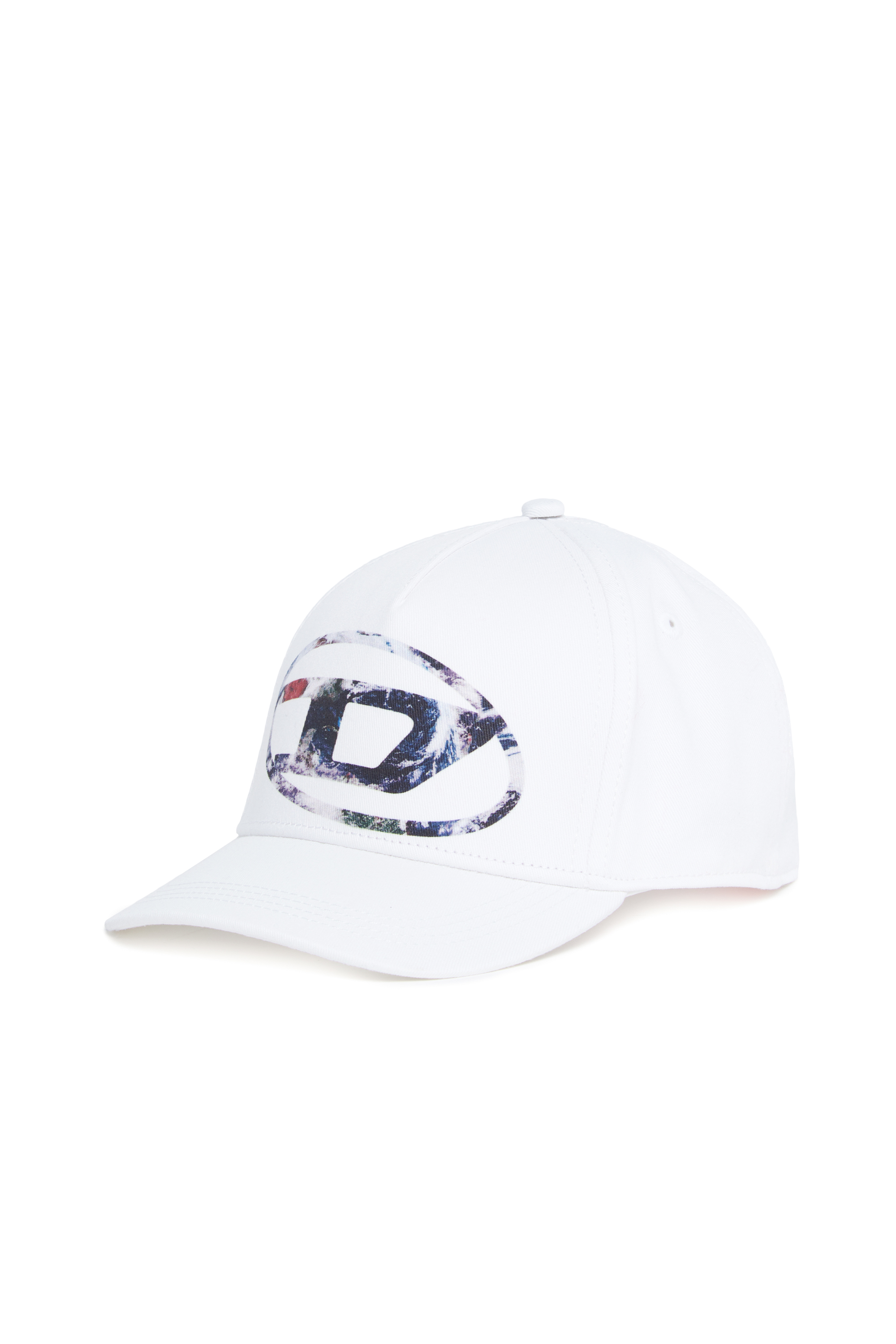 Diesel - FZERIL, Unisex's Baseball cap with Earth-print Oval D logo in White - 1