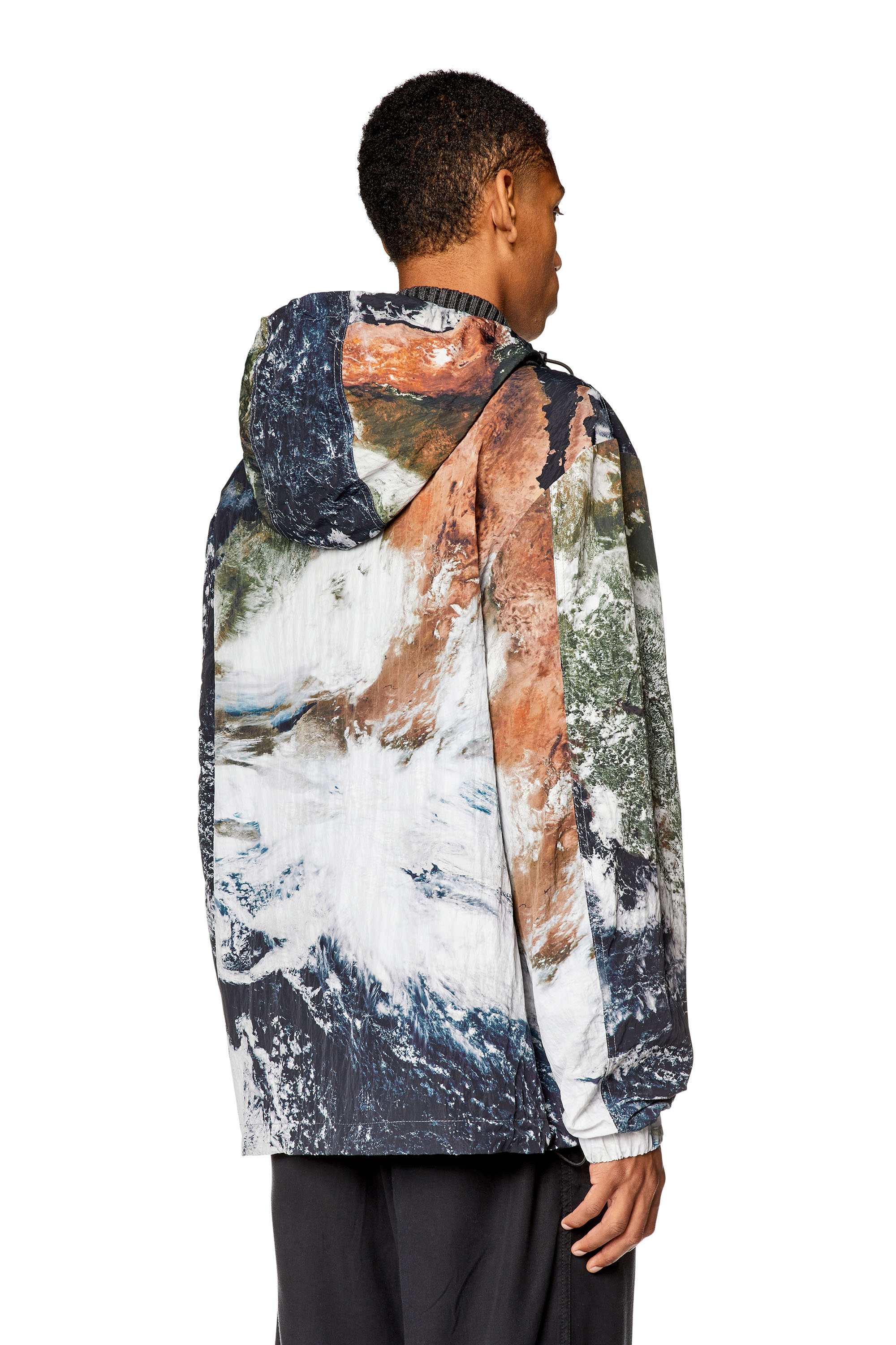 Diesel - J-WARRETT-PRINT, Man's Windbreaker with Planet print in Black/White - 4
