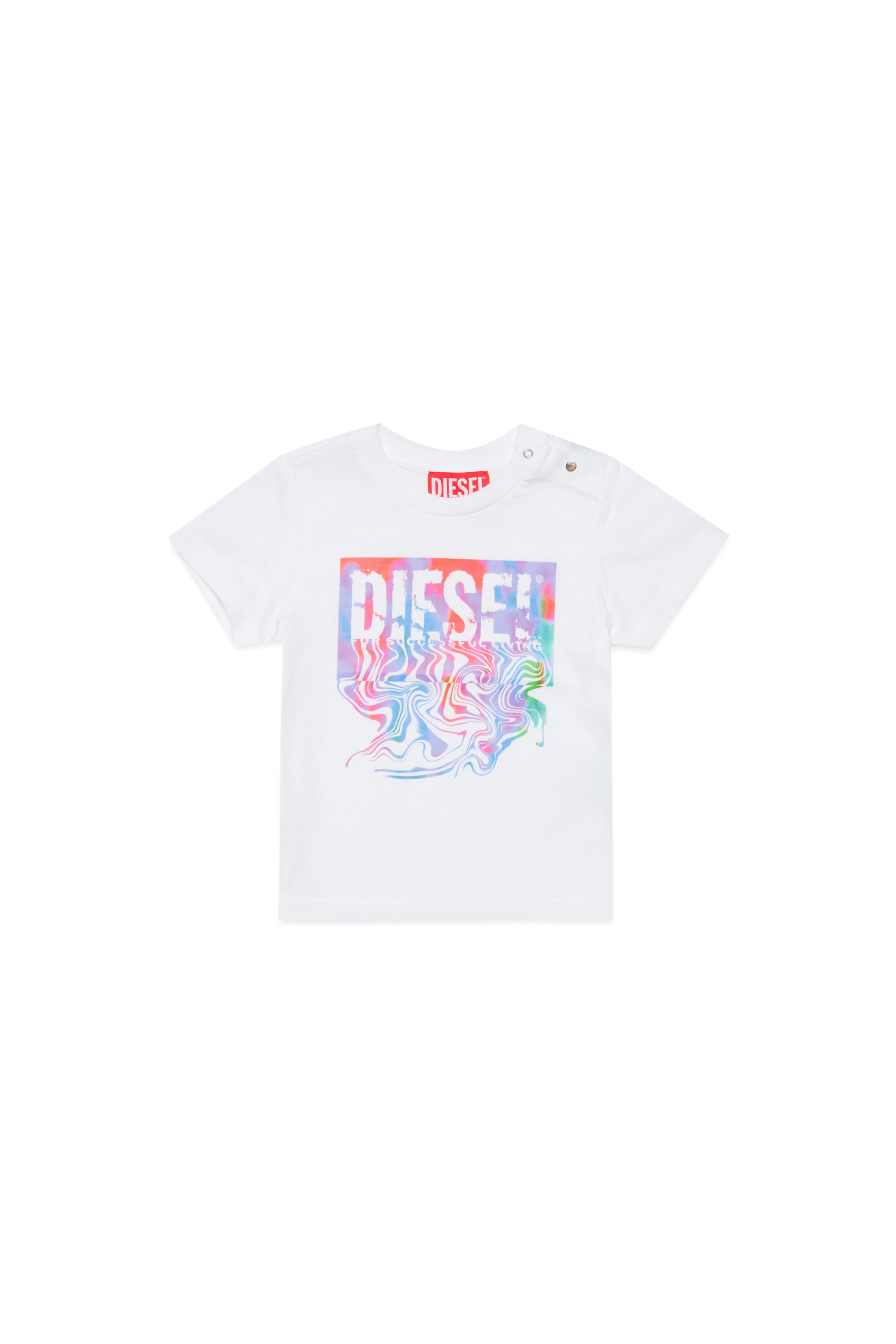 Diesel - TERCEDB, Unisex's T-shirt with fluid Diesel logo in White - 1