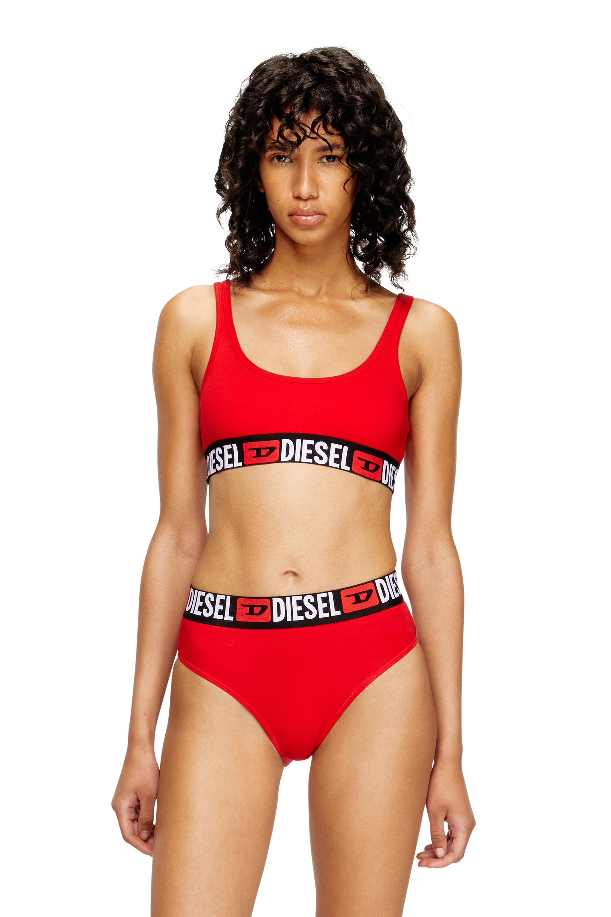 Diesel - UFSB-ORIBA, Woman's Bralette with logo band in Red - 2