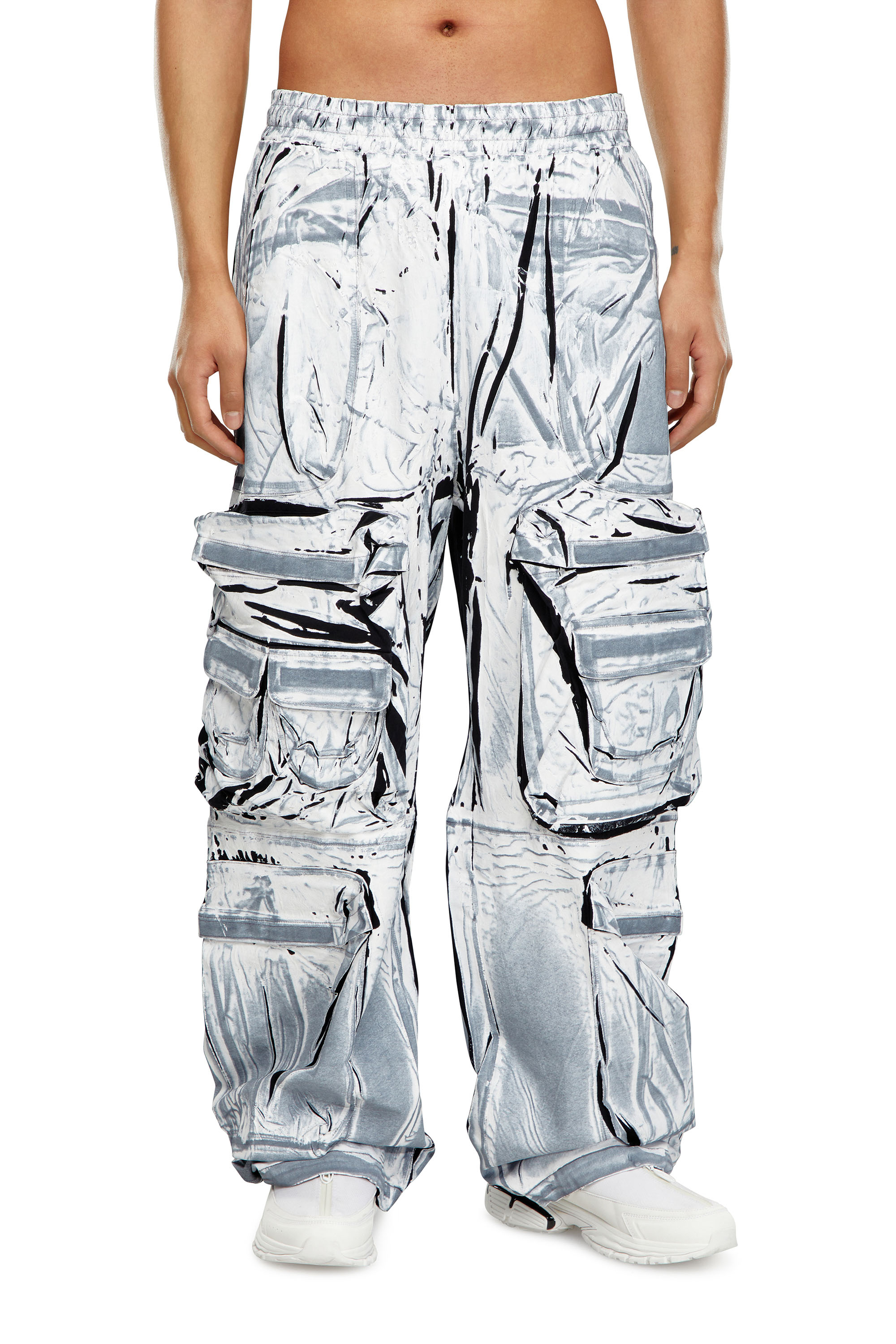 Diesel - P-GARCIA, Man's Chalky cargo pants with logo patches in Blue/White - 1