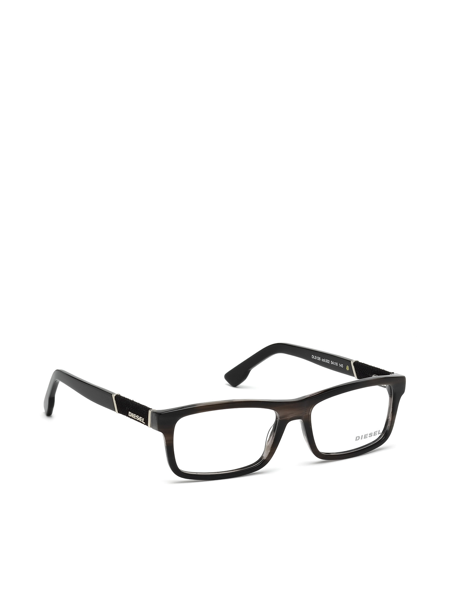Diesel - DL5126, Unisex's Rectangular eyewear with leather insert in Black/Brown - 2