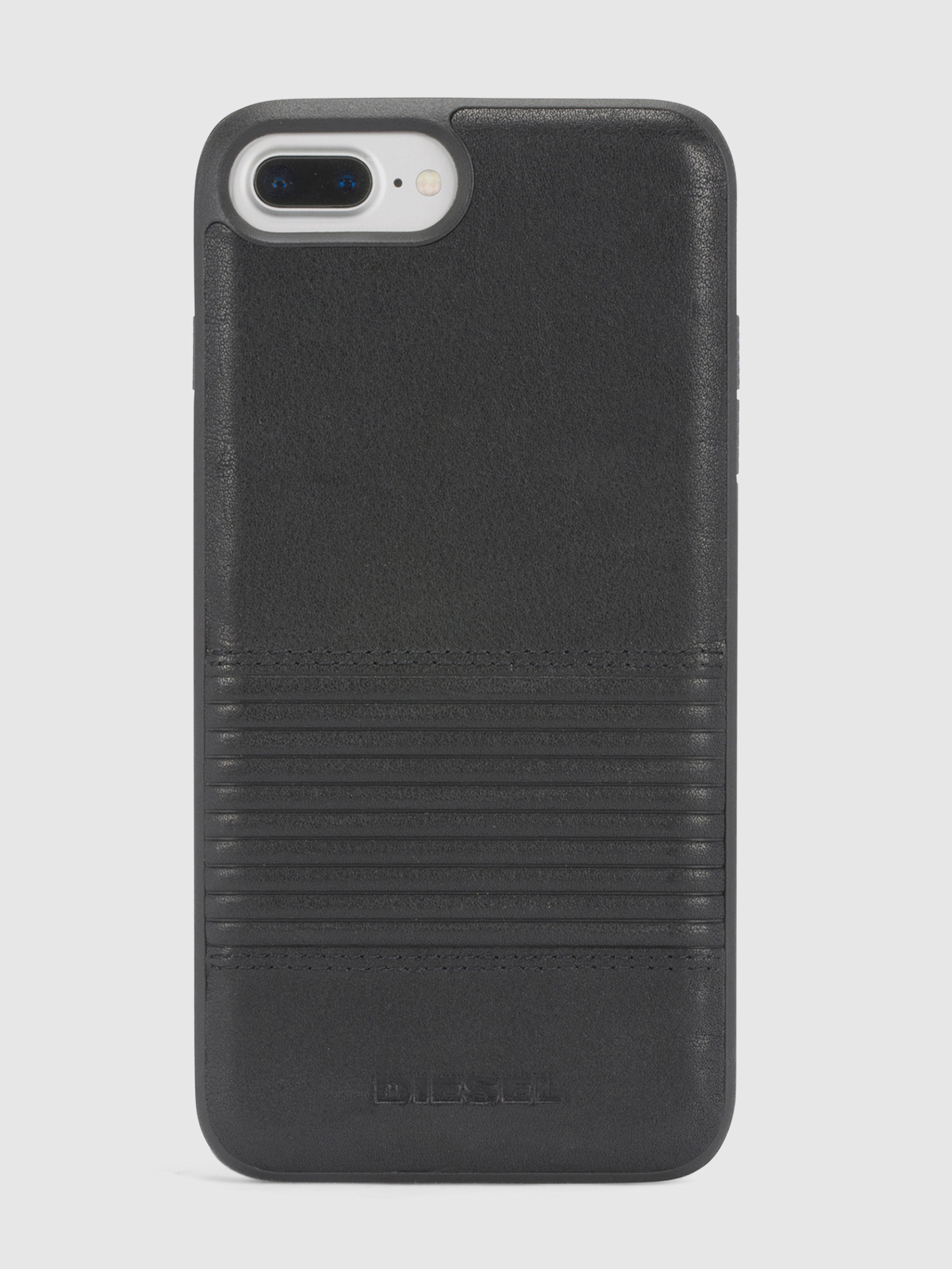 Diesel - BLACK LINED LEATHER IPHONE 8 PLUS/7 PLUS/6s PLUS/6 PLUS CASE, Unisex's Leather case, iPhone 8 Plus/7 Plus/6s Plus/6 Plus in Black - 2