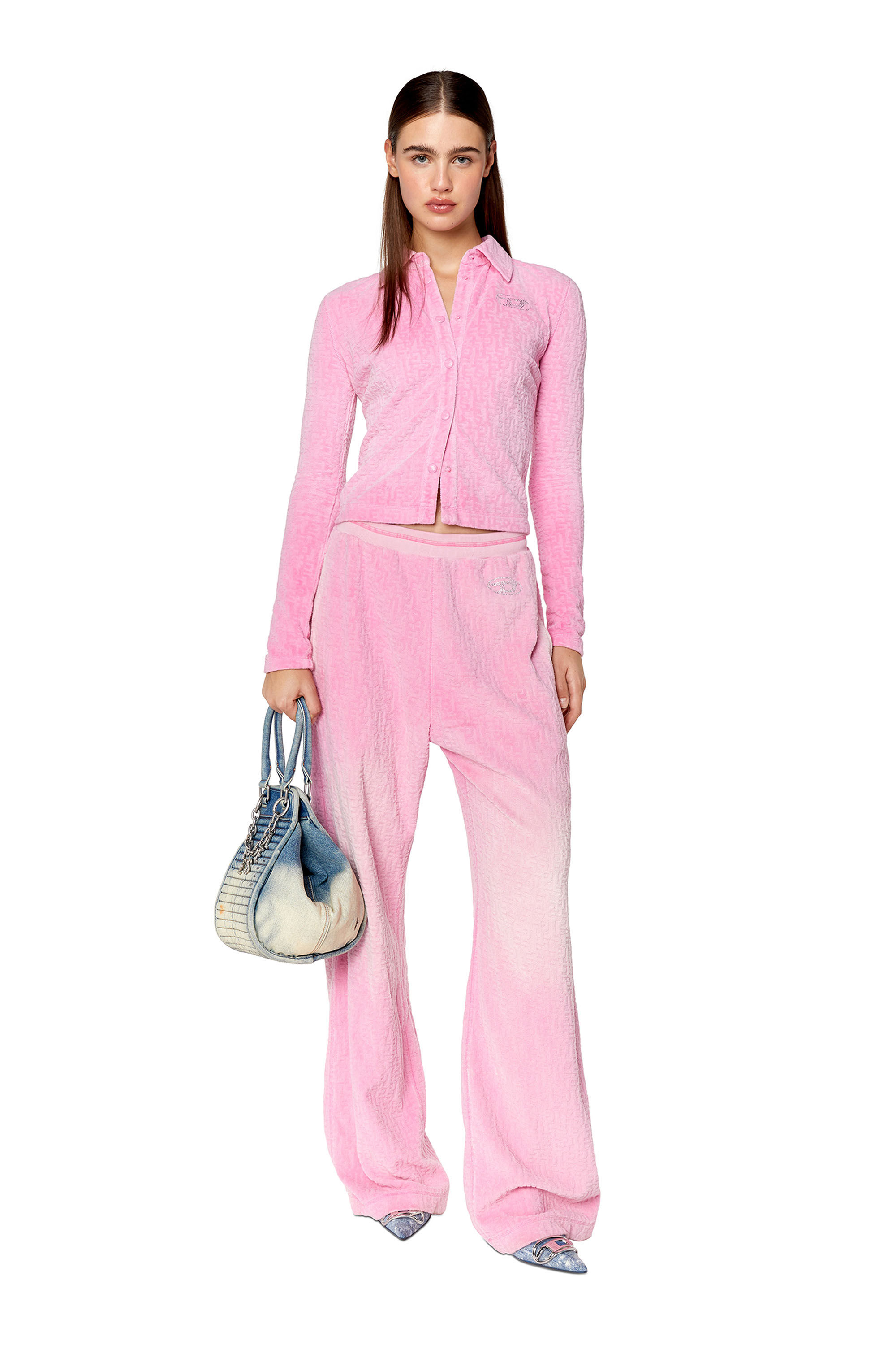 Diesel - T-AMUSE, Woman's Slim shirt in monogram chenille in Pink - 2