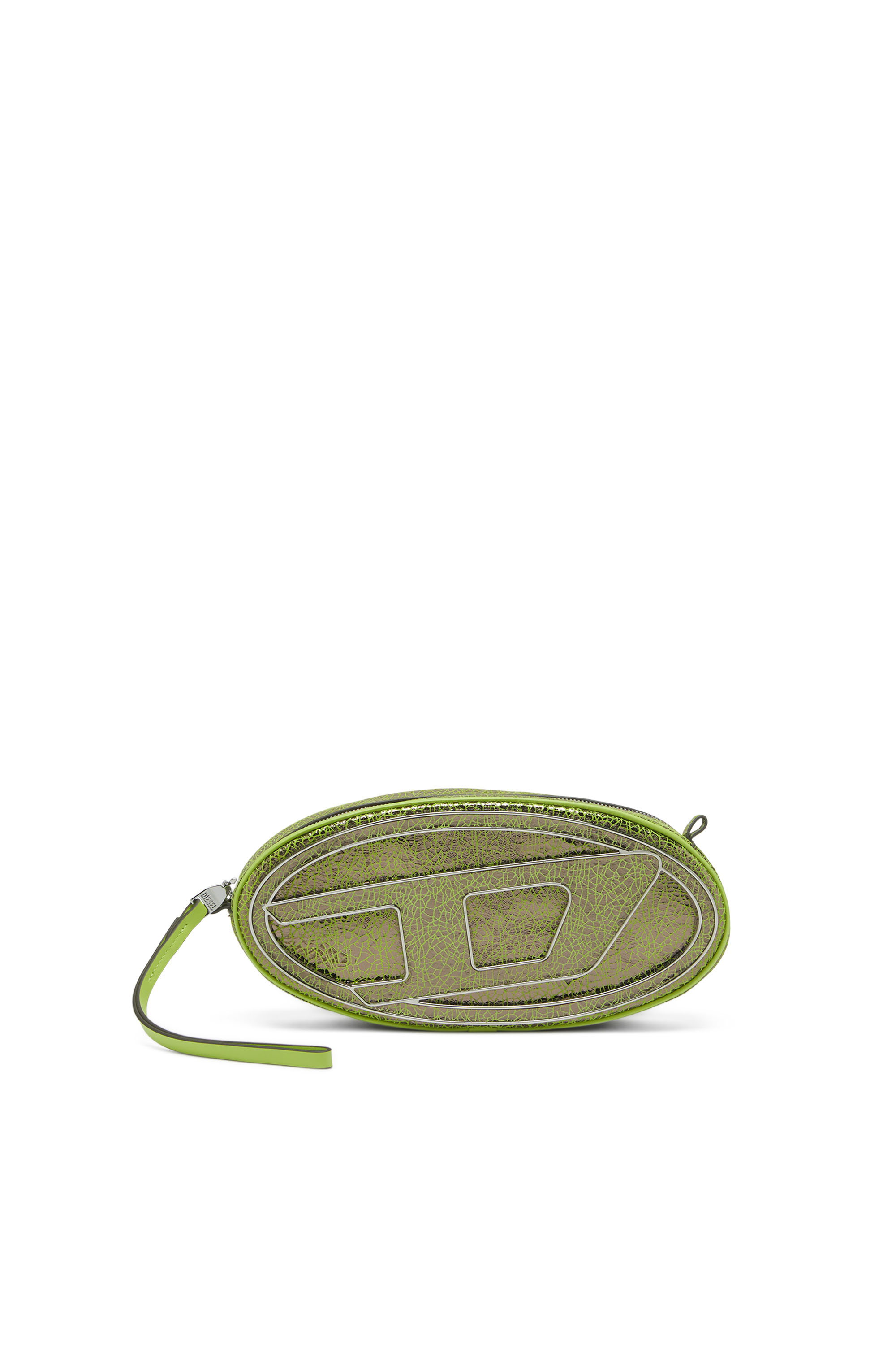 Diesel - 1DR-POUCH, Woman's 1DR-Pouch - Crossbody bag in cracked leather in Green - 1