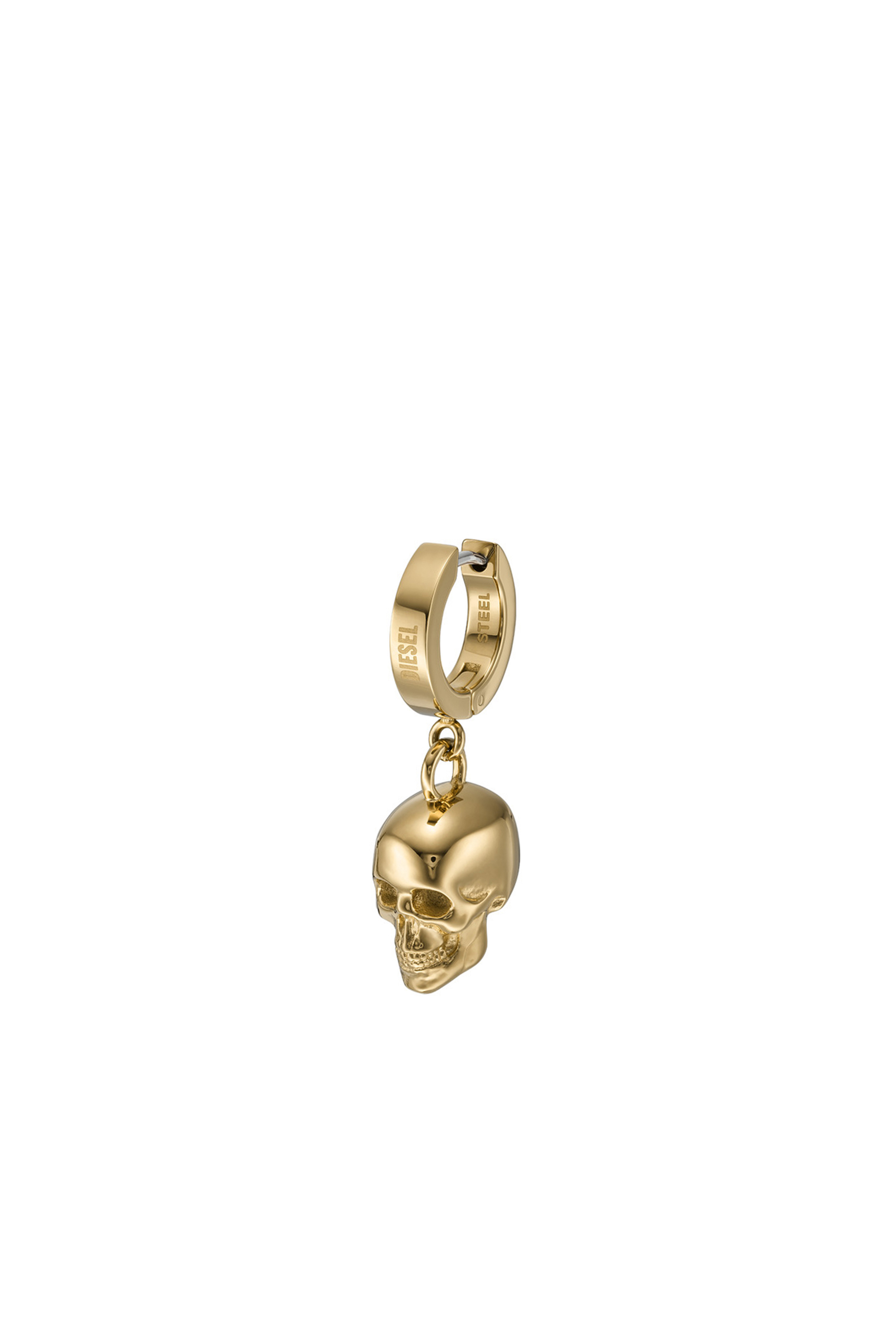 Diesel - DX1379, Man's Gold Stainless Steel Skull Hoop Earrings in Gold - 1