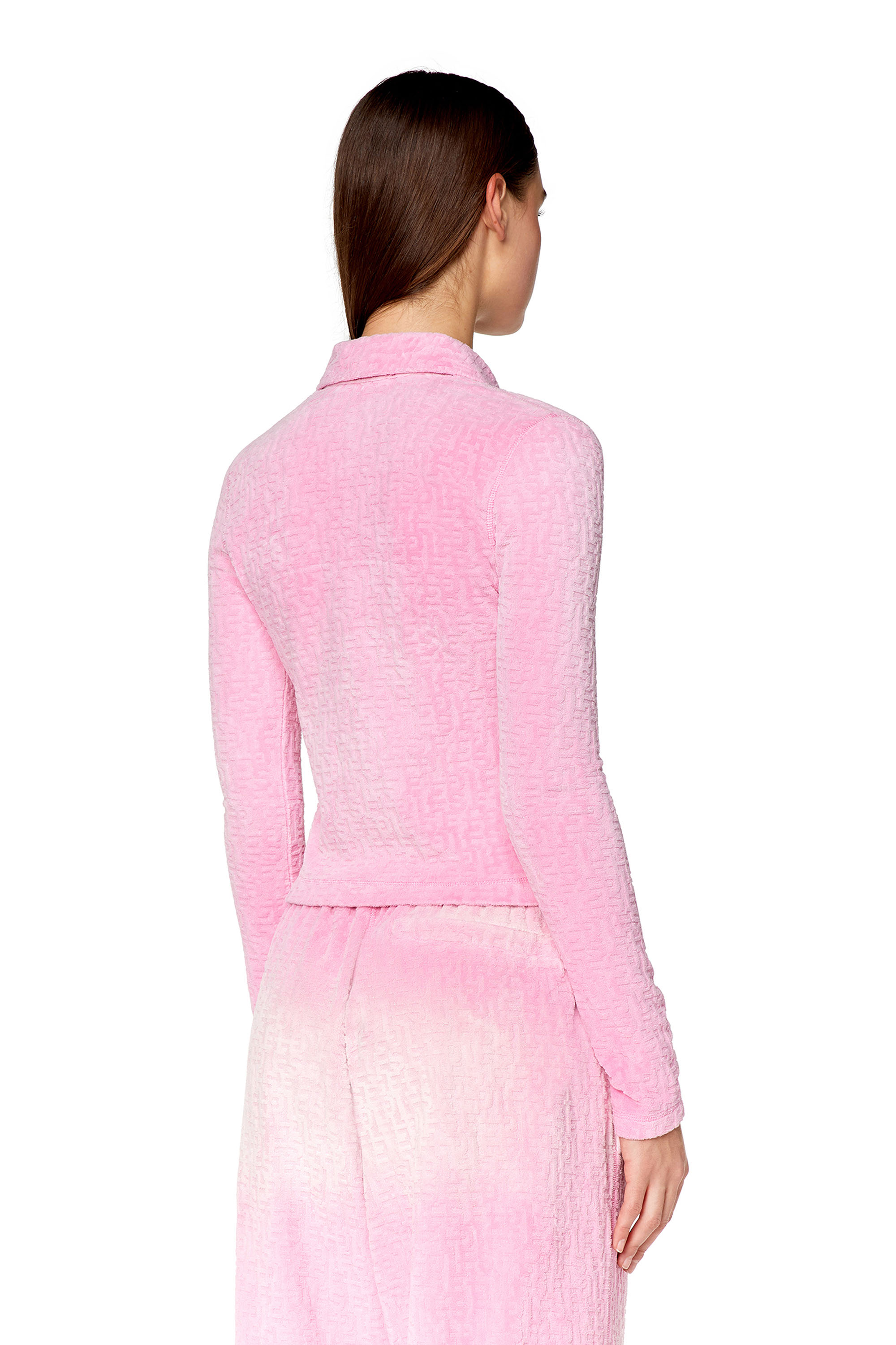 Diesel - T-AMUSE, Woman's Slim shirt in monogram chenille in Pink - 4