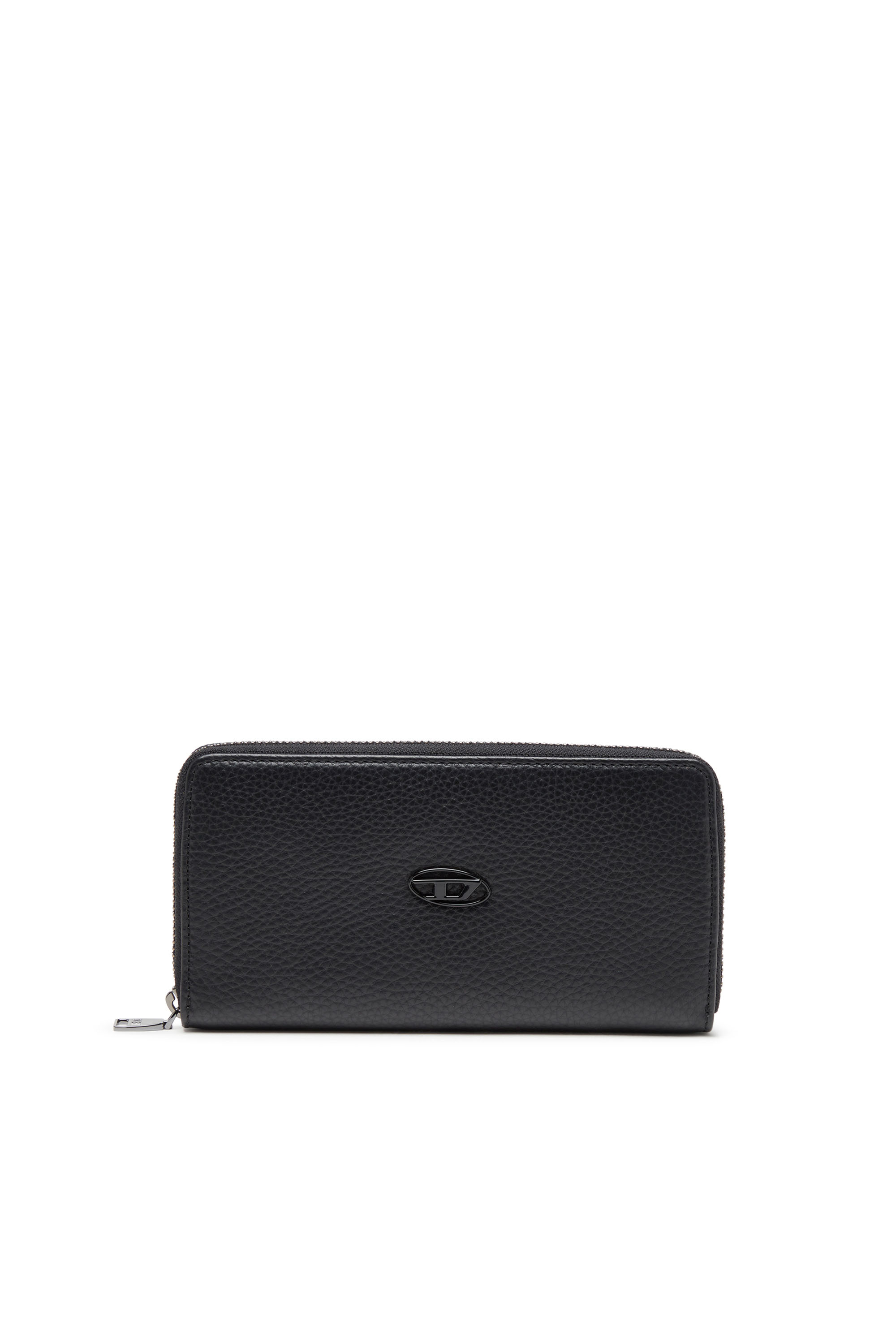 Diesel - CONTINENTAL ZIP L, Man's Leather zip-around wallet with logo plaque in Black - 1